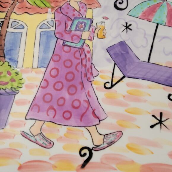 Certified International Jennifer Brinley Salad Plates Spa Girl  Set of Two - Picture 7 of 8